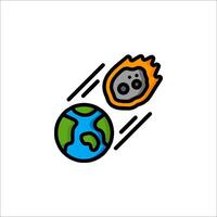 An icon of a rocket flying over the earth vector