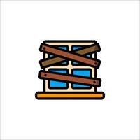 A cartoon image of a box with a wooden board on top vector