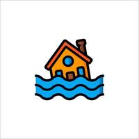 A house in the water with waves and waves vector