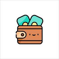 A wallet with money in it icon vector