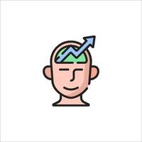 A man with an arrow going up his head vector