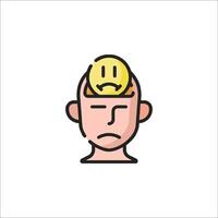 A man with a sad face and a smiley face on his head vector