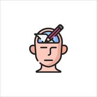 A man with a pen in his head and a paper in his hand vector