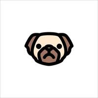 A pug dog head icon on a white background vector