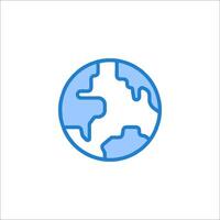 A globe icon with a blue outline vector