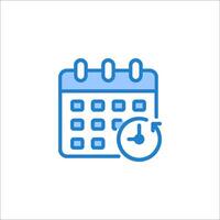 Calendar icon with clock and calendar vector