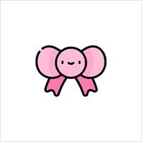 A pink bow with a smiley face on it vector
