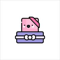 A pink box with a bow on top vector