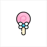 A pink lollipop with a blue bow on it vector