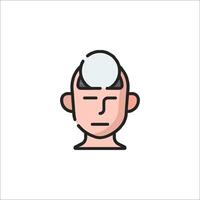 A man with a brain in his head icon vector