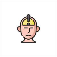A man with a brain in his head icon vector