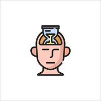 An icon of a man with an hourglass in his head vector