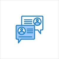 A blue icon of two people in a chat vector