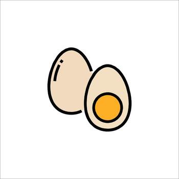 An egg and an egg shell are shown in a line drawing vector