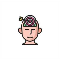 A man with a target on his head and a dart in his head vector