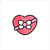 A pink heart with a bow on it vector