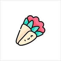 A cute little ice cream cone with a flower on it vector