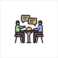 Two people sitting at a table with speech bubbles vector