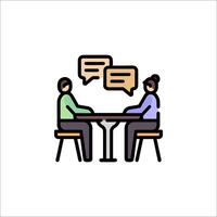 Two people sitting at a table with speech bubbles vector