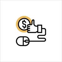 A mouse with a dollar sign and a thumb up icon vector