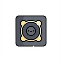 A black and gold button icon on a white background vector