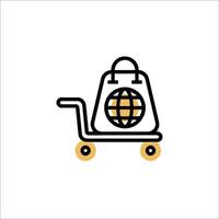 Shopping cart with globe icon illustration vector