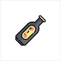 A bottle of wine with a smiley face on it vector