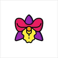 A cartoon flower with a bow on it vector