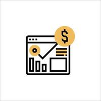 A line icon of a computer screen with a dollar sign vector