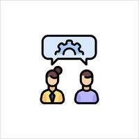 Two people talking with a chat bubble above them vector