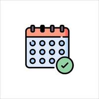 A calendar icon with a tick mark vector