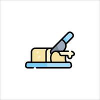 A knife and fork icon on a plate vector