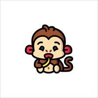 A cartoon monkey eating a banana vector
