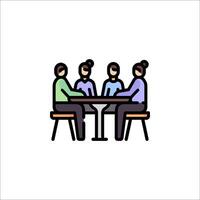 People sitting at a table with a chair vector