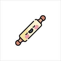 A rolling pin with a face on it vector