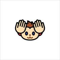 A cartoon monkey with two hands up in the air vector