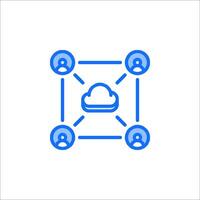 A cloud icon with four people connected to it vector
