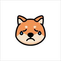 A sad dog icon with a sad face vector
