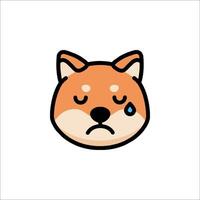 A cartoon dog with tears on its face vector