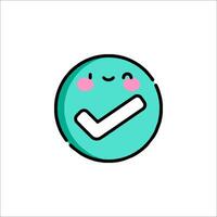 A cute little check mark icon with a smiley face vector