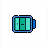 A battery icon with a smiley face vector