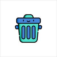 A trash can icon with a smiley face vector