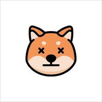 A cartoon dog face with a cross on it vector