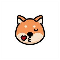 A cute dog with a red heart on its face vector