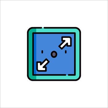 A square with a blue and green arrow pointing to the left vector