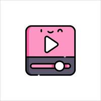 A pink player icon with a smiley face vector