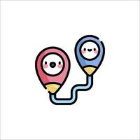 Two cute characters are holding a map marker vector