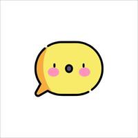 A yellow speech bubble with pink eyes vector