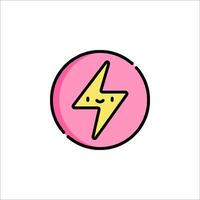 A pink and yellow lightning bolt icon with a smiley face vector
