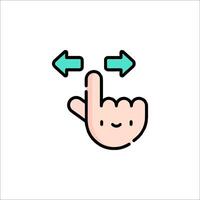 A hand pointing to an arrow pointing to the left vector